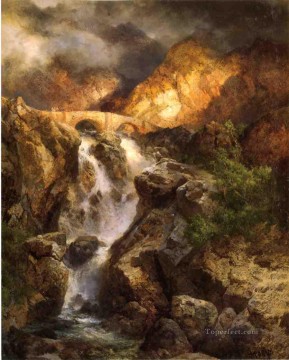 滝状の水の風景トーマス・モラン山脈 Oil Paintings